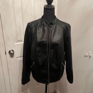 Faux leather moto jacket